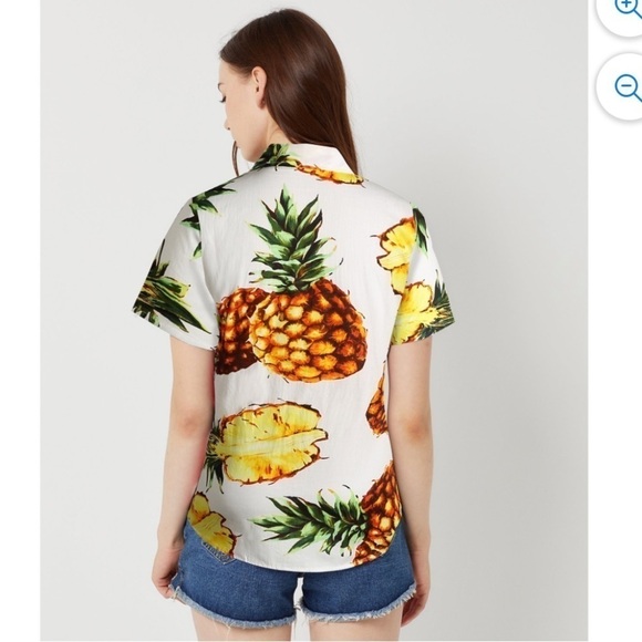 SSLR women's Hawaiian shirt Pineapple button down shirt large - Picture 2 of 12